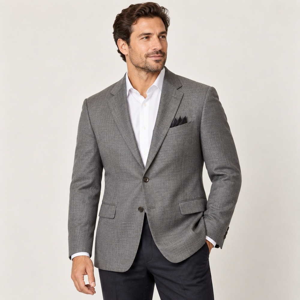 Loro Piana Daniel Cremieux Super 120s Wool Blazer Mens 44R Gray Union Made USA